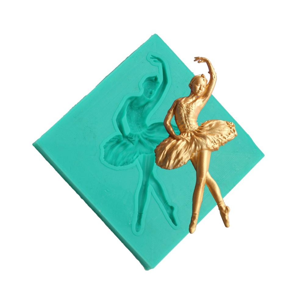 New Ballet Girl Dance Shape Silicone Cake Decorating Molds Lace Chocolate Cake Mould for Party Wedding