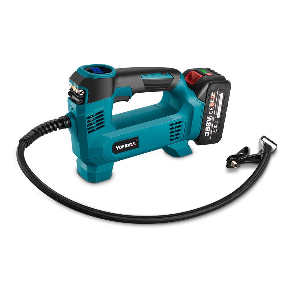 Yofidra Kabellose elektrische Luftpumpe Hochdruck mit Digitalanzeige Tragbare wiederaufladbare aufblasbare Autopumpe für Makita 18V Akku