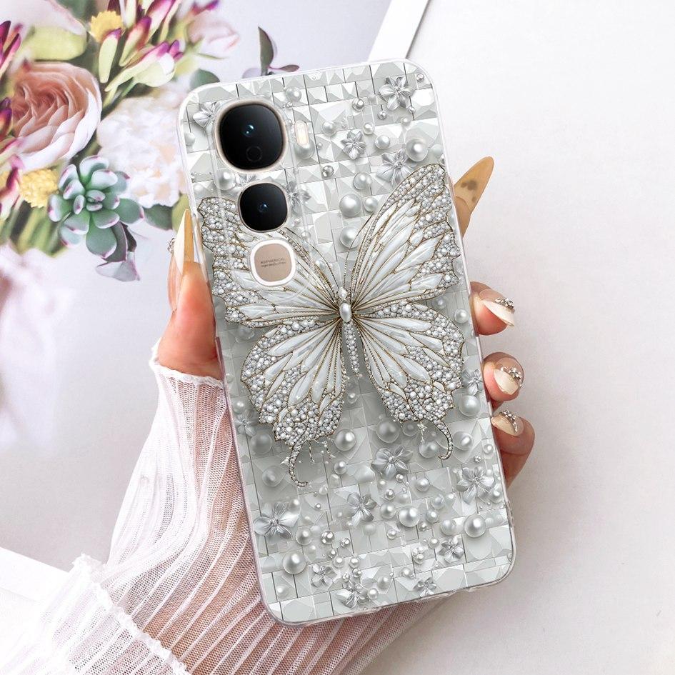 For Vivo Y400 5G Case V2506 New Fashion Flower Cover Transparent Silicone Slim Soft Phone Cover For Vivo Y400 Pro Y400Pro Bumper
