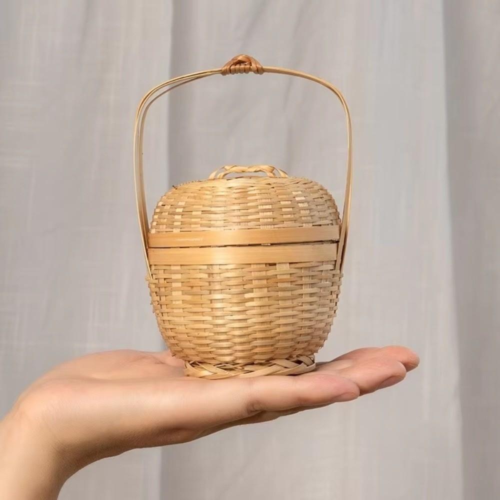 Bamboo Storage Basket Mini Decorative Nut Basket Portable Handmade Basket Home Decor
