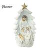 Christmas Religious Gift for Baptism Holy Family Nativity Statue, Tree Resin Ornament, Hand-Painted Ornament Tabletop Decor Home Altar & Fireplace