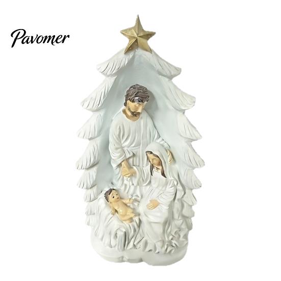 Christmas Religious Gift for Baptism Holy Family Nativity Statue, Tree Resin Ornament, Hand-Painted Ornament Tabletop Decor Home Altar & Fireplace