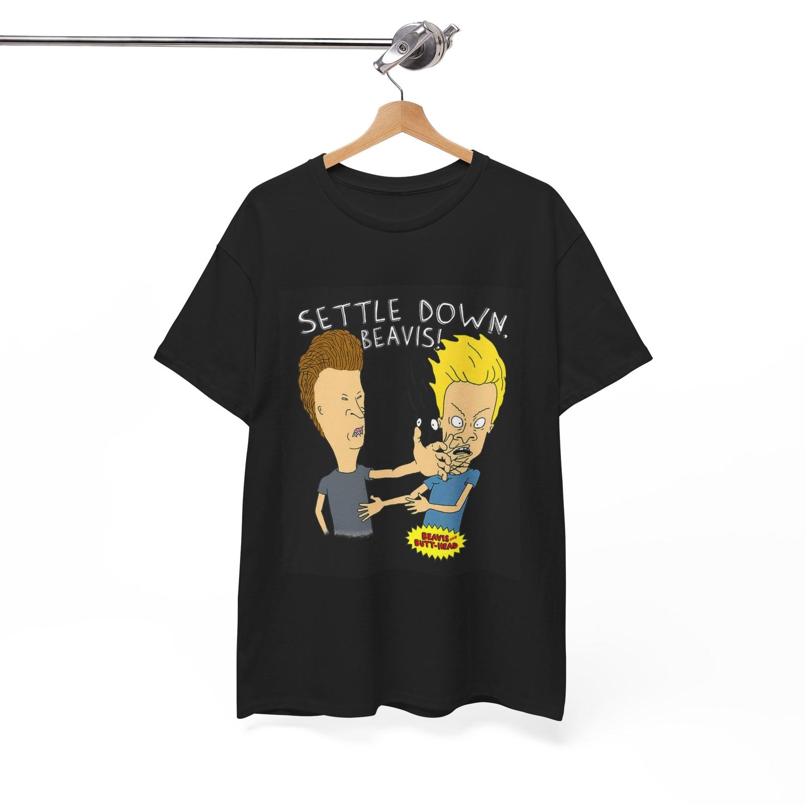 Beavis And Butthead Tshirt Comedy Tv Series Retro Settle Down Beavis Unisex XL
