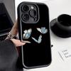 New Chinese blue butterfly for iPhone17 soft case mobile phone case 17ProMax simple 14 advanced 13 fine hole 12