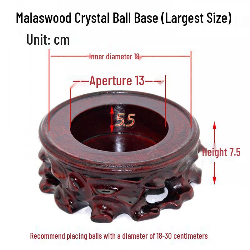 Gourd Crystal Ball Wooden Base Handcrafted Round Concave Stand