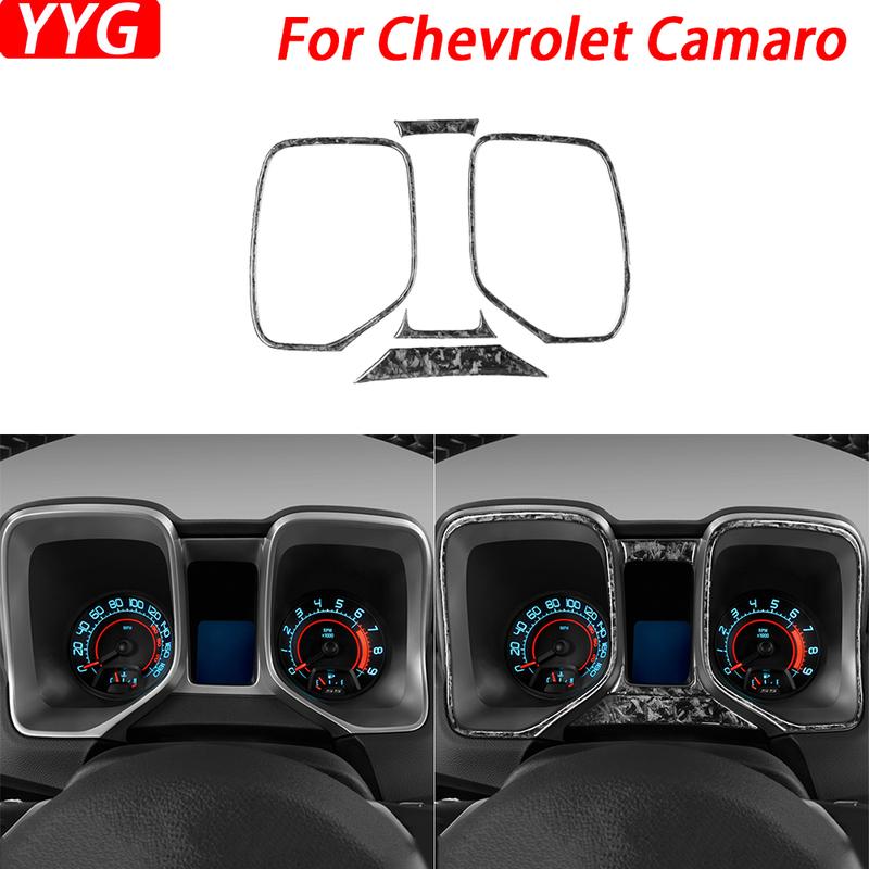 For Chevrolet Camaro 2010 2011 Forged Carbon Fiber Dashboard Speedometer Panel Decorative Strip Car Interior Accessories Sticker