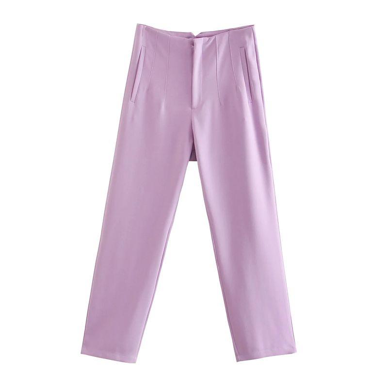 Cigarette Pipe Commute Leisure Candy Color Slim Looking Ankle-Length Pants