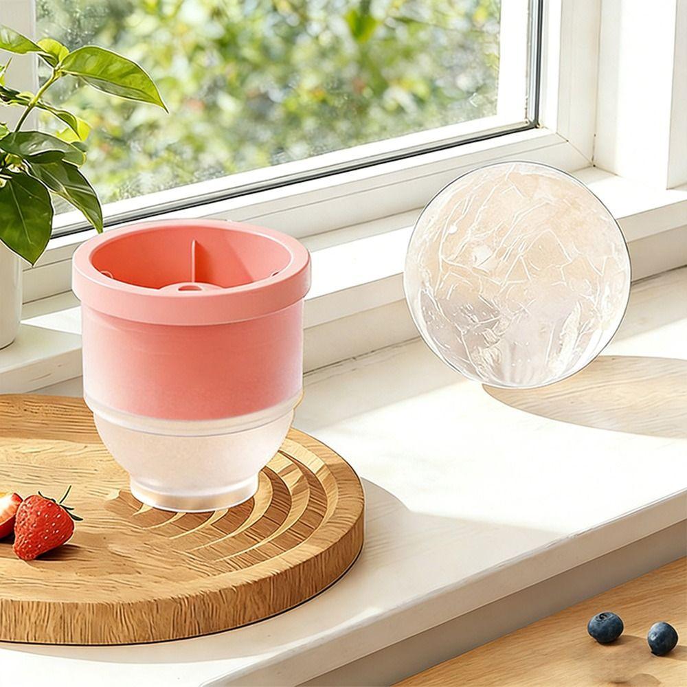 Portable Reusable Ice Ball Mold Silicone Spherical Ice Bucket With Lid Ice Cube Mold For DIY Ice Cream