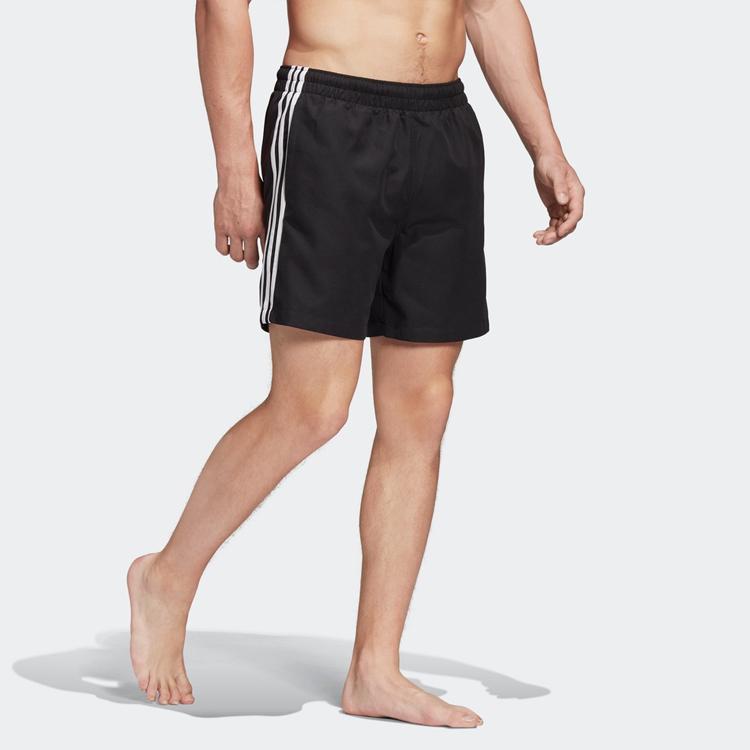 Adidas Originální tkané plavkové šortky s trojlístkovým pruhem Pánské spodní díly Černé FM9874
