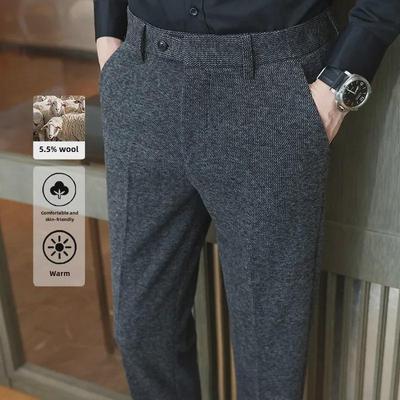 Pantaloni da Uomo Autunno/Inverno Slim in Lana - Spessi, Antifreddo e Casual da Lavoro