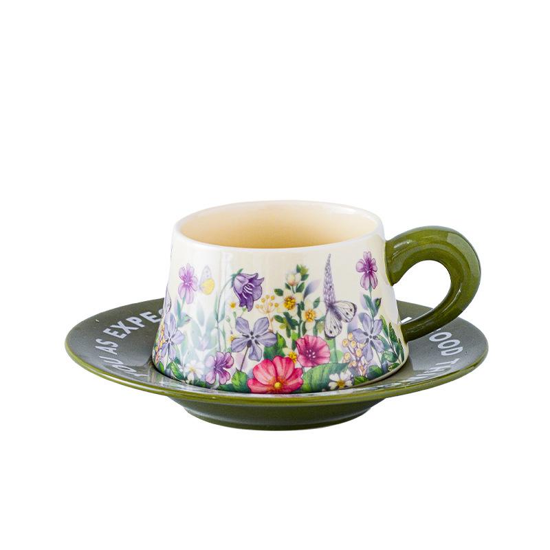 High-Value Flower Coffee Cup, Cup, One-Plate Gift Box, Girlfriend Souvenir, Housewarming, New Wedding, Literary Couple