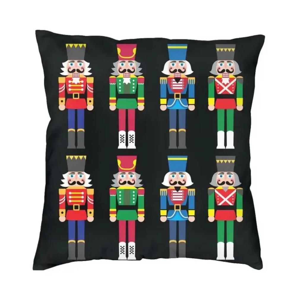 Nutcracker Soldier Toy Christmas Gift Cushion Cover Sofa Home Decorative Square Pillow Case 45x45cm