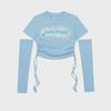 Korean Style Slim Fit Drawstring Short-Sleeve T-Shirt for Women