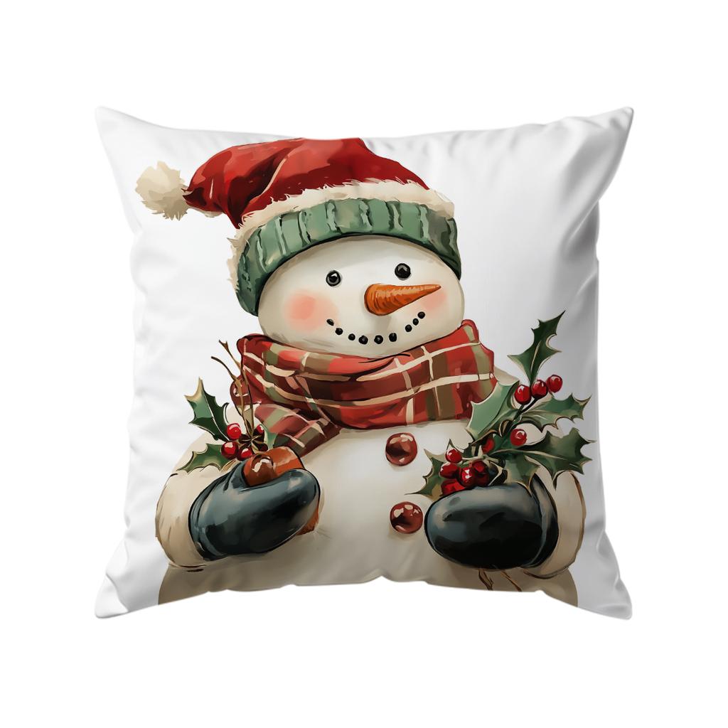 1Pcs Christmas Snowman Pillowcase Square Bedroom Cushion Covers Zipper Chair Living Soft Comfortable Home Decor 45X45Cm
