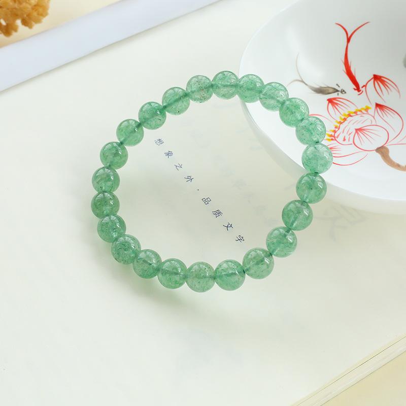 Natural Green Strawberry Bracelet Beaded Beads Diy Jewelry Green Crystal Bracelet Jewelry
