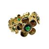 Sweet Metal Little Flower Opening Rings for Women Men Fashion Exquisit Green Crystal Lovers Rings Jewelry Valentine's Day Gifts