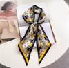 Fashion Double-layer Simulated Silk Women's Headscarf, Spring and Autumn Thin Streamer Bevel Scarf Temperament Small Silk Scarf Decorative Scarf Thin