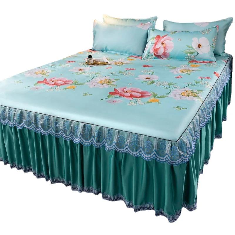 3Pcs/Lot Bed Dress Lace Set Full King Queen Double Beds Cotton Bed Sheet with Pillow Cases Suitable for Bedding Cover