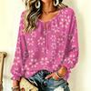 Damen Freizeit Vintage Blumendruck Langarm Rundhals Krawatte Rüsche Pullover Top