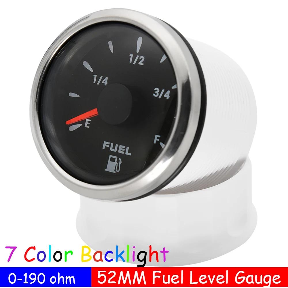 Car Boat Fuel Level Sensor for 0~190 ohm Fuel Level Gauge with 7 Color LED 150-600mm Fuel Sending Unit Oil Tank Indicator only Gauge