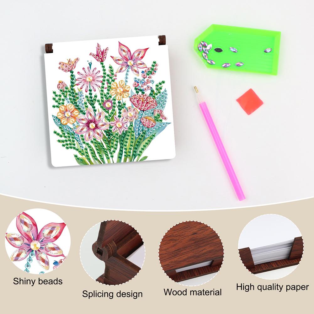 Animals Gem Painting Memo Pad Holder Mosaic Kit Contains 160 Sheets of Paper Rhinestones Post It Dispenser for Adults Beginners