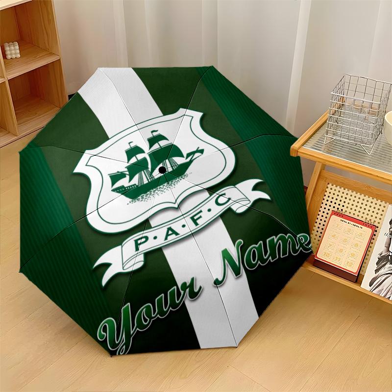 Plymouth Argyle FC Automatic 3‑Fold Umbrella 8‑Rib Windproof Folding Umbrella Sun Rain Protection For Outdoor Travel Daily Use