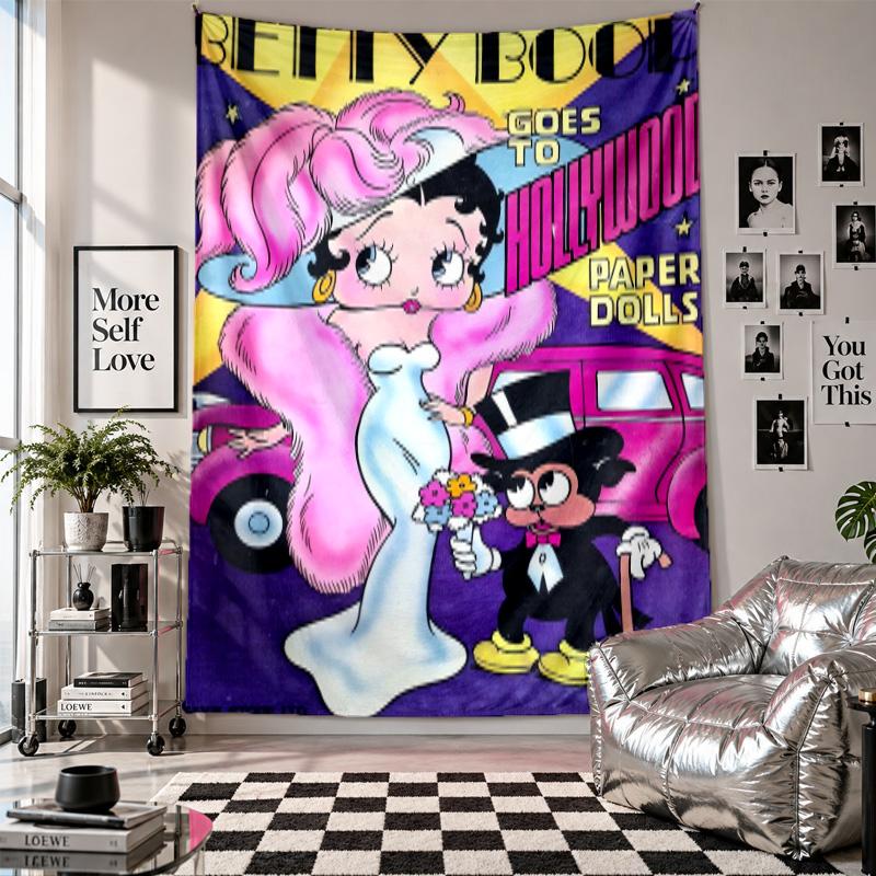 Wall TapestryBetty Boop Art Hanging Cloth Decorative Background Cover for Room Decoration