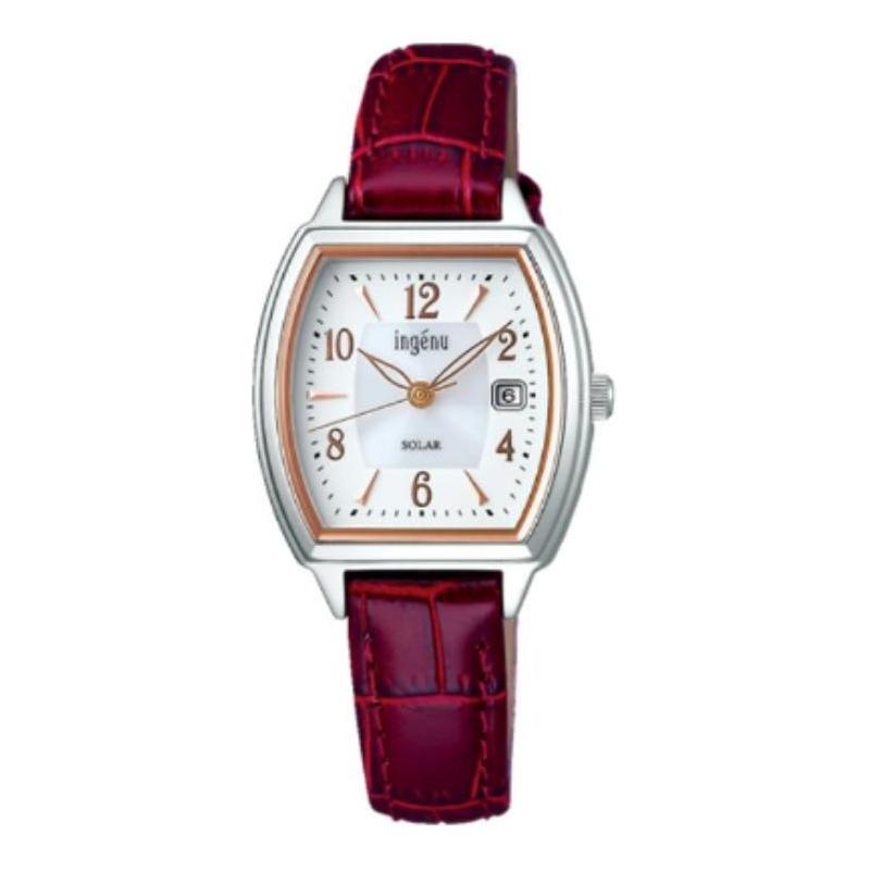 SEIKO 50 meters waterproof solar Quartz cowhide strap 26.5mm women s watch white dial AHJD413 белый