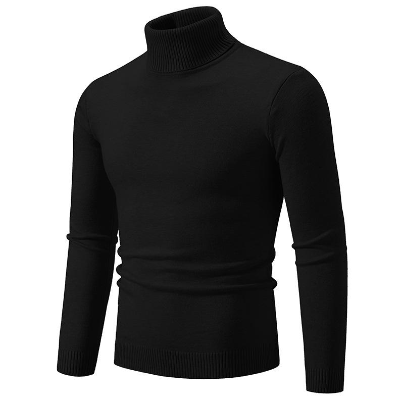

Men s Retro Solid Color Turtleneck Slim Knitted Sweater 2XL