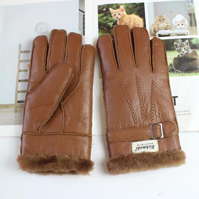 Nieuwe schapenvacht bont handschoenen heren leren dikker winter warme outdoor winddichte en koudebestendige vinger handschoenen
