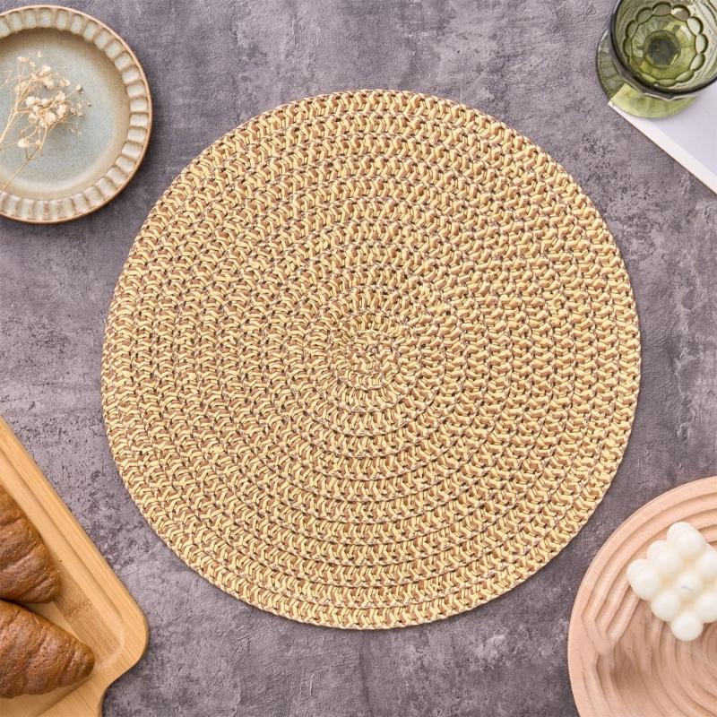 Minimalists Rose Cutout Linen Placemat Biodegradable Materials Heat Protective for Home and Restaurant Use Round