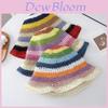 Summer Korea Straw Hat With Rainbow Handcrafted Wide Brim Sun Protection For Beach Vacation