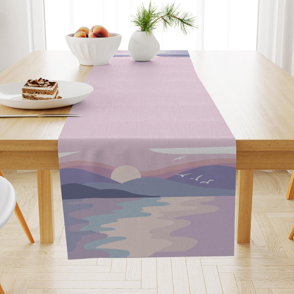 30x180cm Landscape Printed Linen Table Flag Dining Cabinet Coffee Tablecloth Heat-Resistant Anti Slip Dust-proof Tables Towel