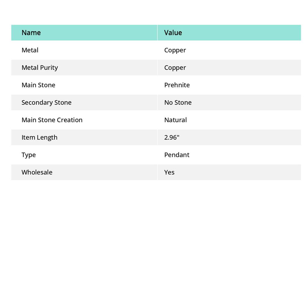 Naturlig Prehnit Ädelsten Handgjord Koppartråd Wrap Smycke Hänge 2.96" D4l86