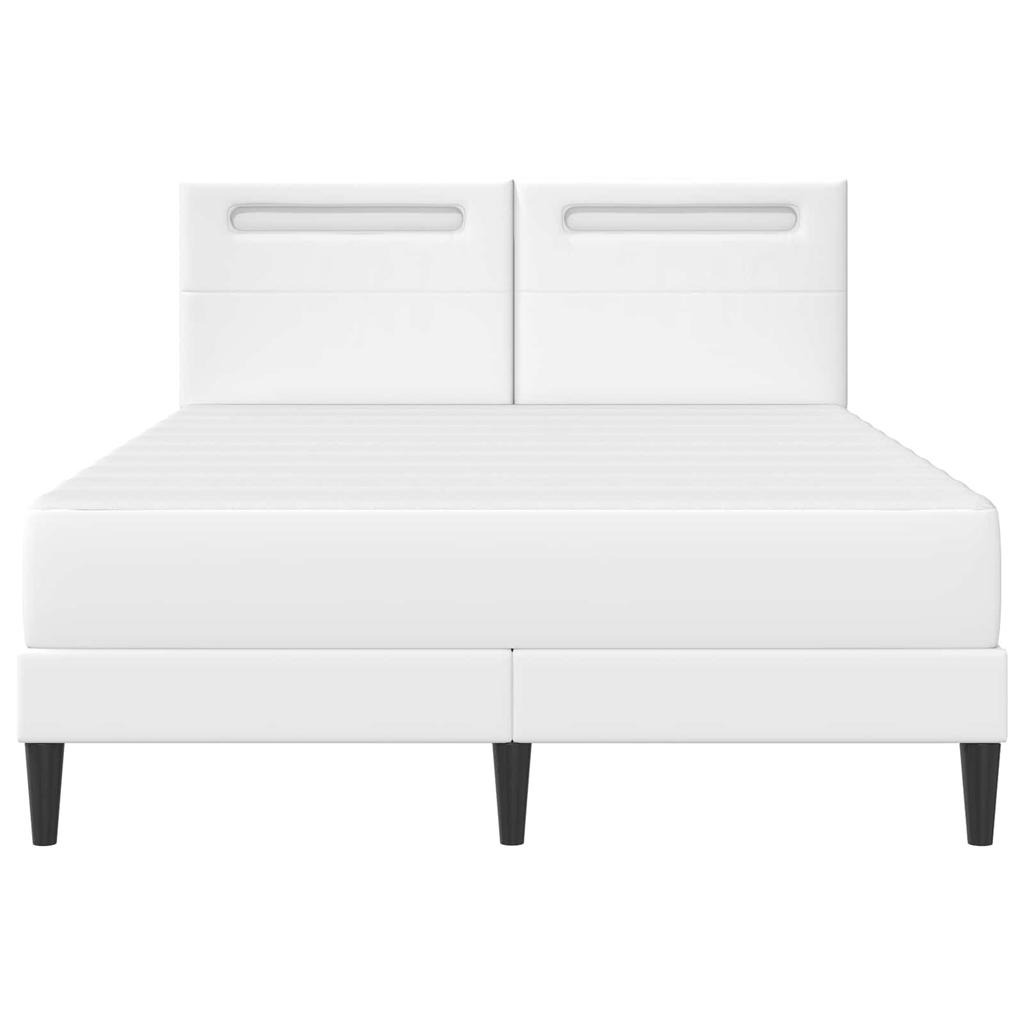 LED Strip Light Bed Frame In White 140 X 200 Cm Faux Leather