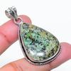 Natural Tibetan Turquoise Gemstone 925 Sterling Silver Pendant 1.89" AP-15283