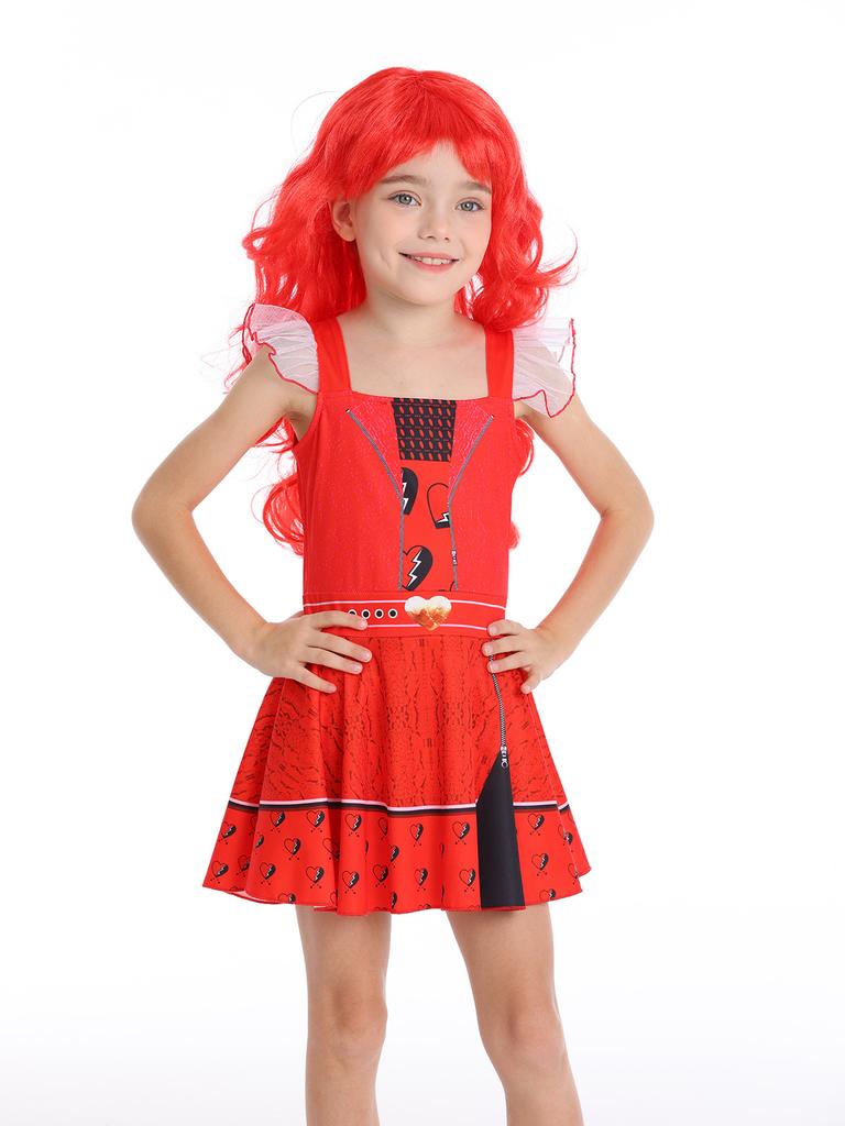 2024 Descendants 4 Vampire Kids Flutter Sleeve Tulle Ballet Dress 3-6Y Summer