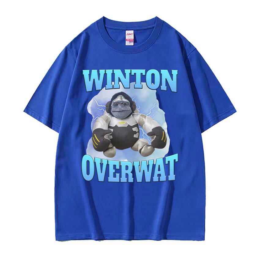 Winton Overwat Meme Funny Gaming T Shirt Men High Quality Casual Oversized Tshirts Unisex Retro Cartoon Pure Cotton Tshirt Tops