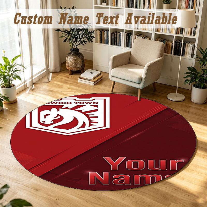 Round Rug Custom NameIpswich Town Pattern Non Slip Carpet Home Floor Decor