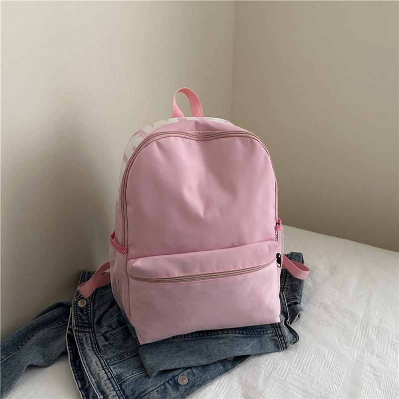 Nylon solid color alphabet schoolbag, simple, lightweight, waterproof and wear-resistant backpack, class commuting large-capacity backpack