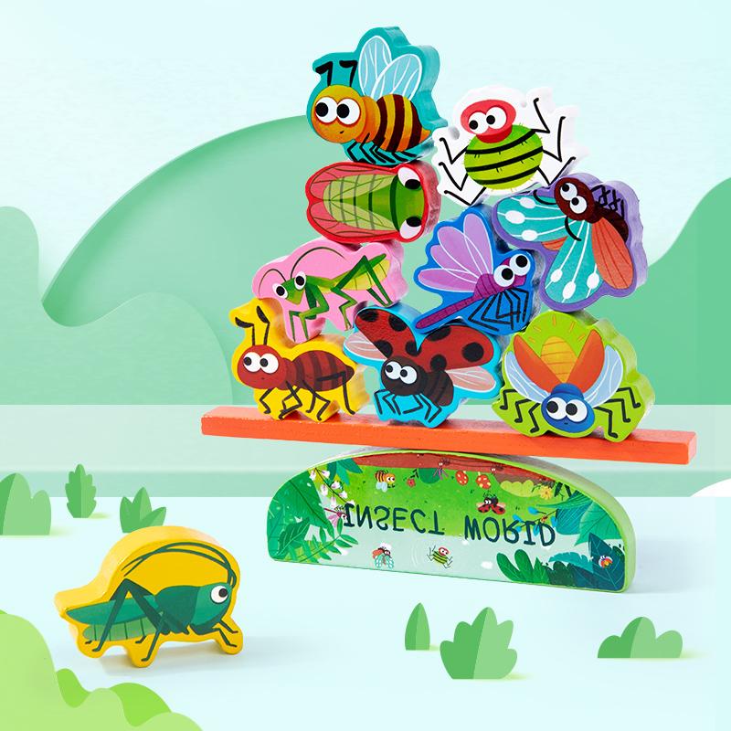 Wooden Stacking Animal Dinosaurs Building Blocks Toys Kids Educational Balance Toys Parent-child Interactive Tabletop Game