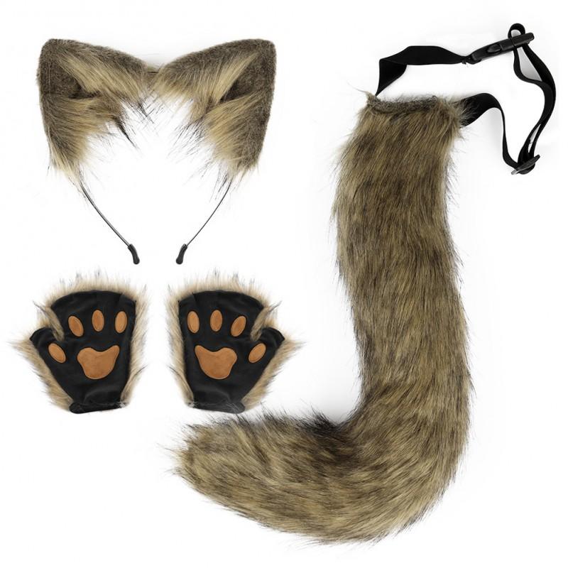 Handgemaakte Kattenoren Hoofdband Met Klauw Handschoenen Set Halloween Cosplay Feest Kostuum Accessoire