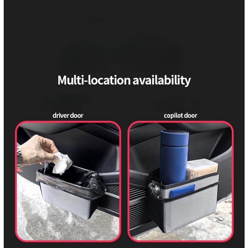 Car Side Door Foldable Trash Can PU Leather Multifunction Storage Box Car Organizer Seatback Hanging Storage Bag Trash Bin