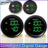 52mm Gauge 2in1 Multifunctional Fuel Level  Sewage Level Meter Water Temperature Voltage Water Level 9-32V for Truck RV Yacht