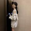 Sweet Bow Off Shoulder Sweatshirts Women Long Sleeve Casual Loose Korean Tops  V Neck Hollow Out Design Sweatshirts