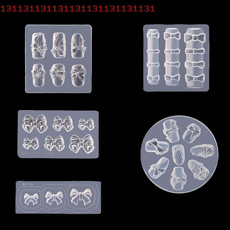 Carved DIY, UV Gel Nail Polish, Acrylic Crystal Nails Template 3D Carving Silicone Mold for Nail Stamping, Nail Art, Candy Bow