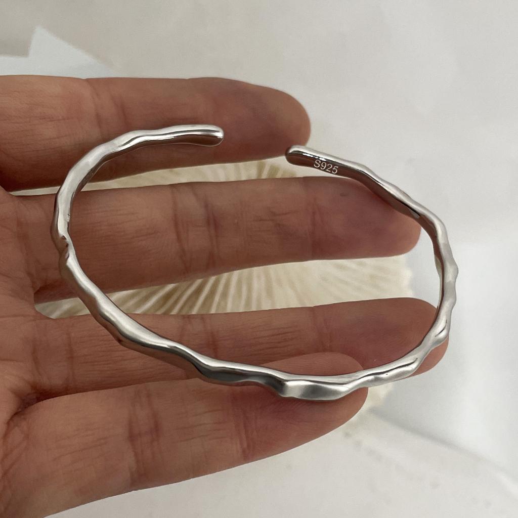 100% Massives 925 Sterling Silber Metallarmband für Damen Herren Vintage Handgefertigt Schlicht Geburtstag Geschenk S-B451