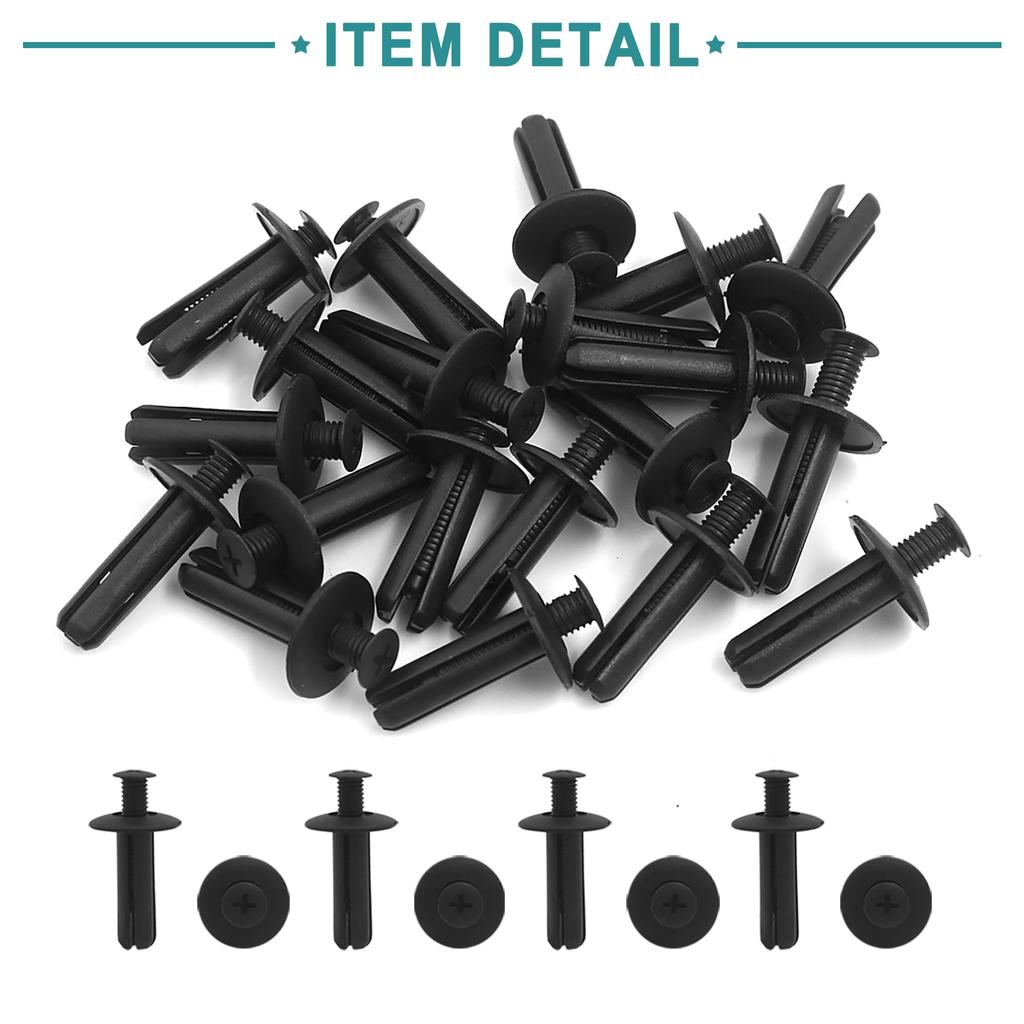 ACROPIX 8mm Hole Black Door Fender Push Plastic Rivet Retainer Clip for Car - 20 Pcs