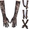 Stretchable Fabric Gloves with Skeleton Crosses Artwork Costume Glove For Halloween Celebrations And Role Play Costumes