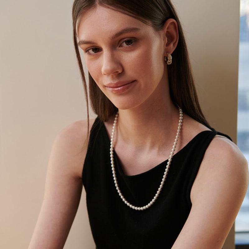 cotoit Knot Point Pearl Necklace Long(6mm)